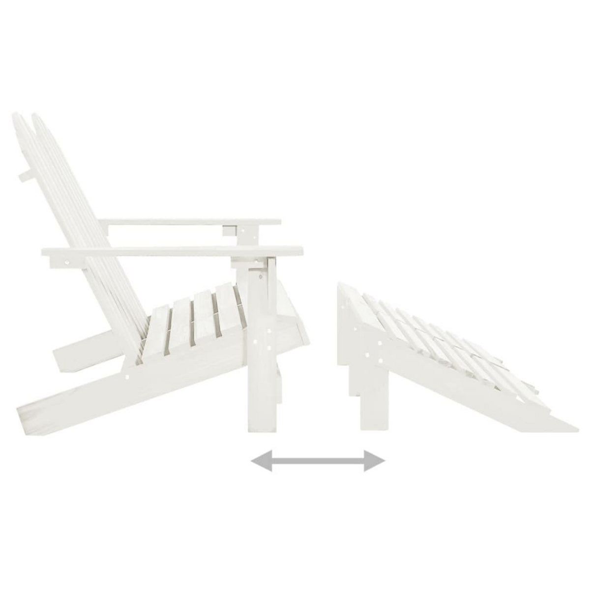 VIDAXL Chaise de jardin Adirondack 2 places et repose-pied sapin blanc