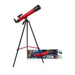 Bresser Lunette astronomique 45/600 AZ - BRESSER JUNIOR - Grossissement jusqu'a 100x - Trépied réglable en hauteur - rouge