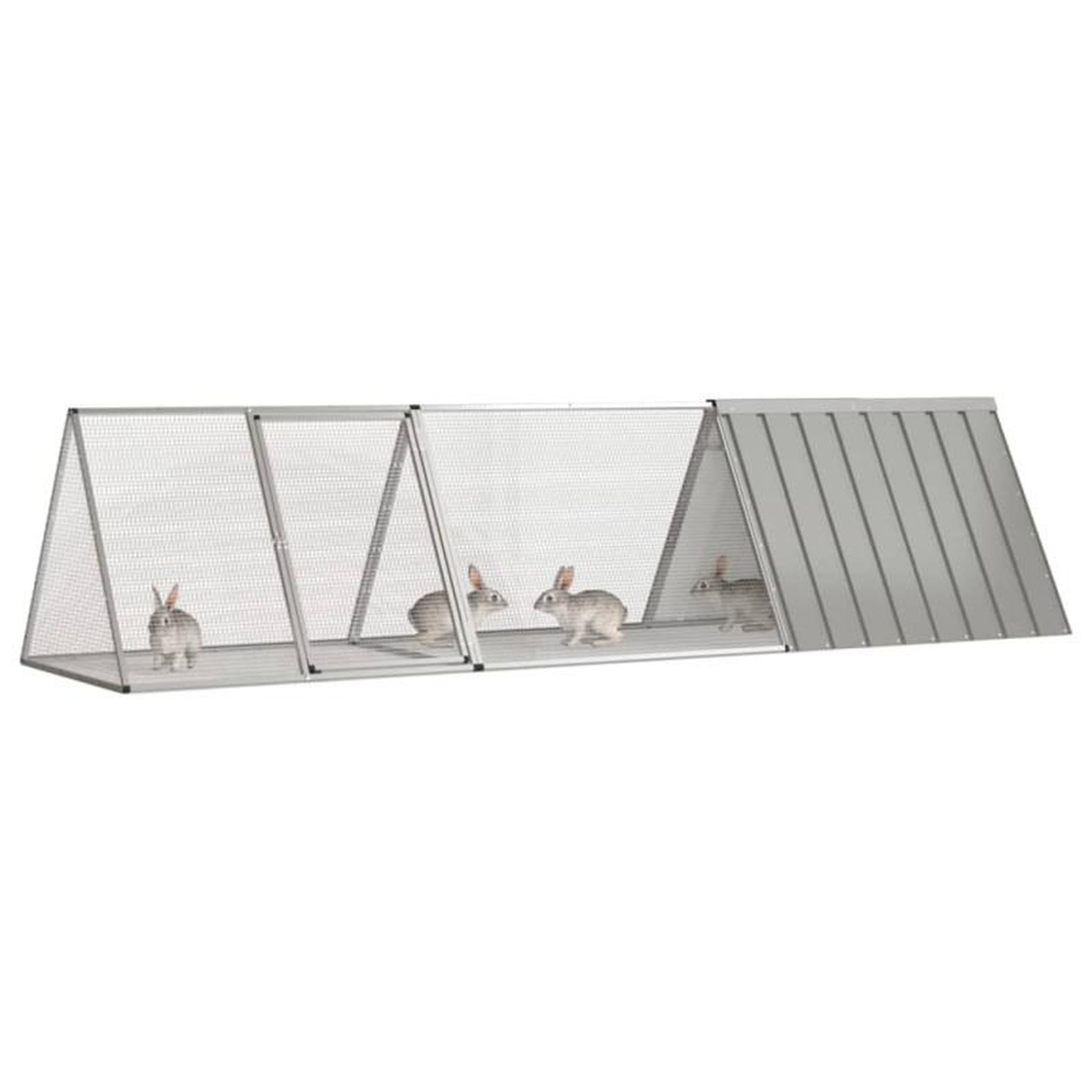 Voir la diapositive 2 : VIDAXL Cage pour lapin Gris 302,5x80,5x71 cm Acier galvanisé