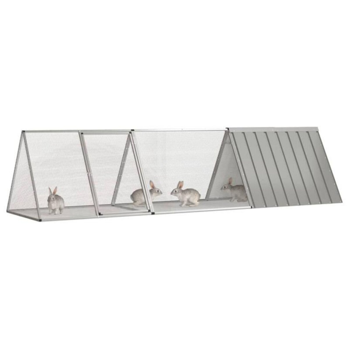 VIDAXL Cage pour lapin Gris 302,5x80,5x71 cm Acier galvanisé