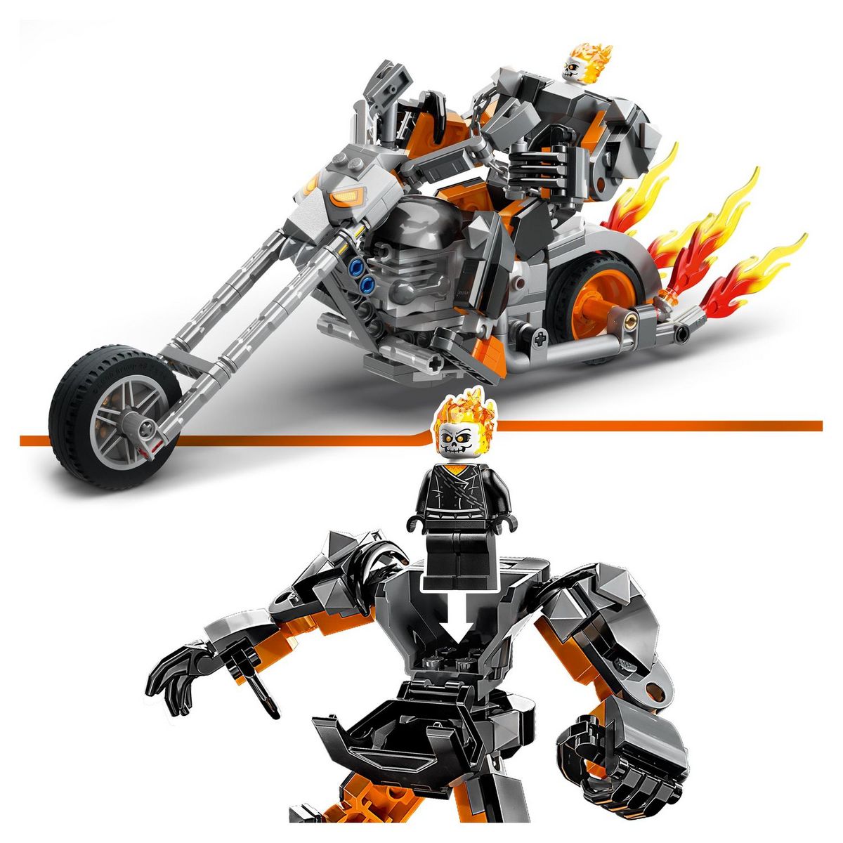 LEGO Marvel Super Heros 76245 Le robot et la moto de Ghost Rider, Jouet avec Figurine Super-Héros