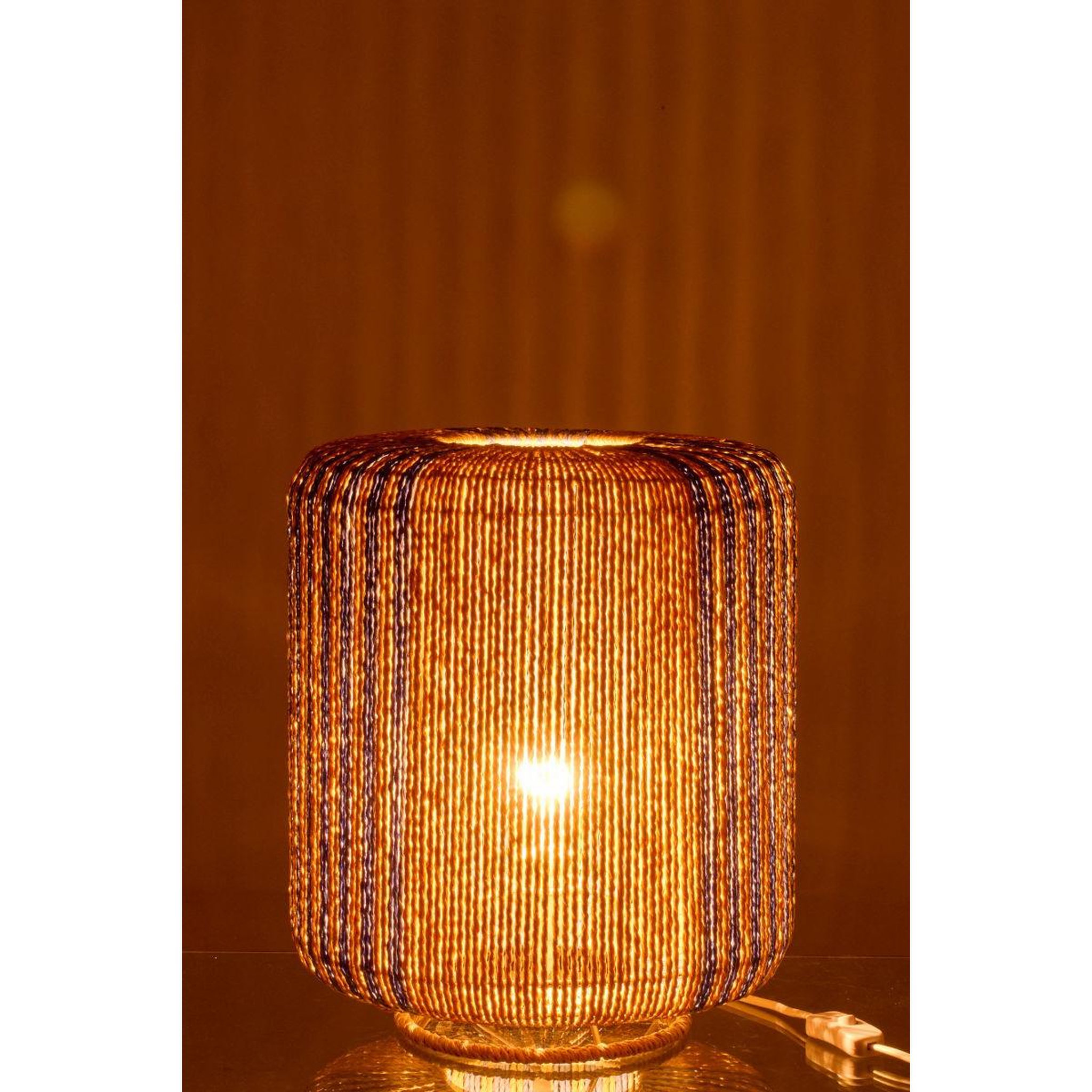 Voir la diapositive 4 : J-LINE Lampe à poser corde  chase  39cm bleu & naturel
