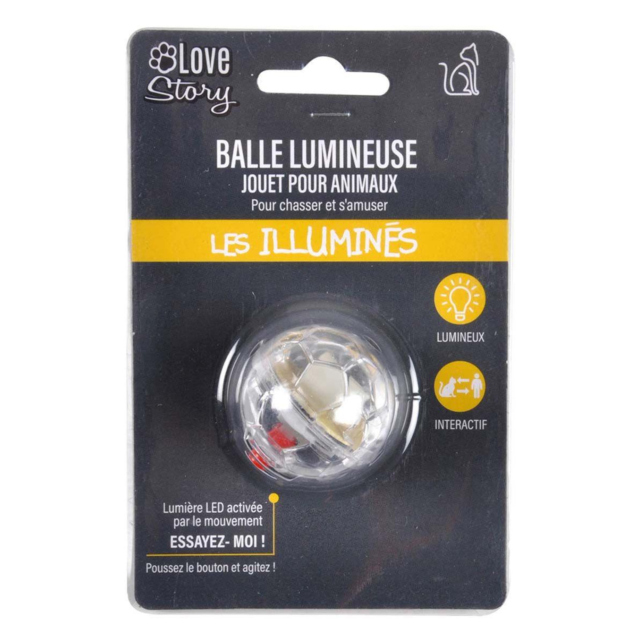 Voir la diapositive 2 : HOMEA Jouet pour chat  balle lumineuse  3cm argent