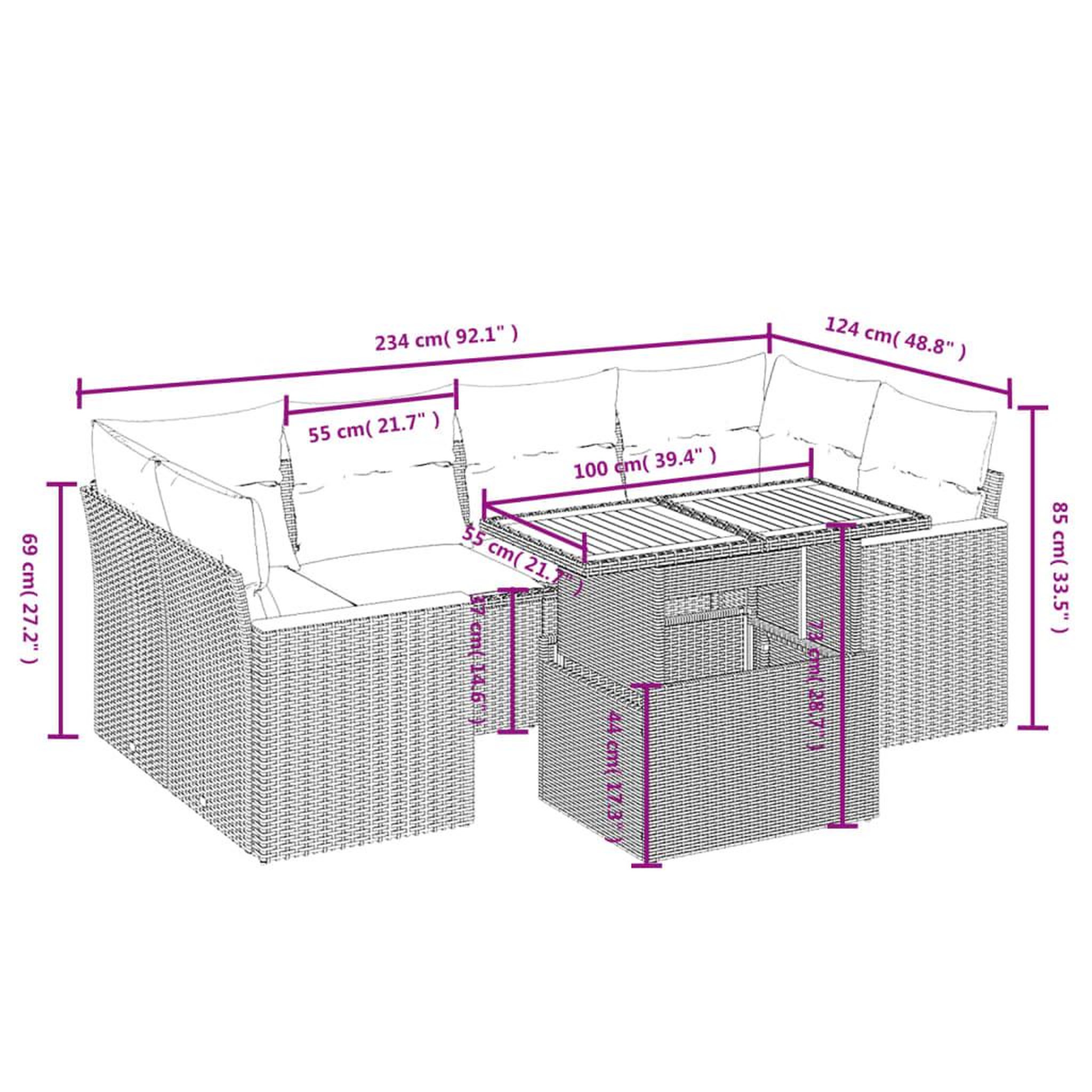 Voir la diapositive 4 : VIDAXL Salon de jardin avec coussins 7 pcs gris resine tressee