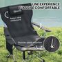 Voir la diapositive 5 : OUTSUNNY Chaise de camping pliante - repose-pied amovible, rangements - sac transport - noir
