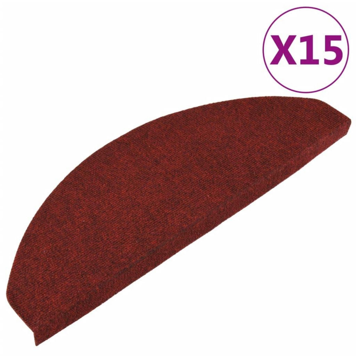 VIDAXL Tapis d'escalier autocollants 15 pcs 65x22,5x3,5 cm Rouge