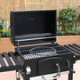 Voir la diapositive 3 : SWEEEK Barbecue Grill charbon de bois noir - Fumoir avec récupérateur de cendres. aérateurs. bac charbon ajustable et tablettes rabattables