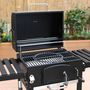 Voir la diapositive 3 : SWEEEK Barbecue Grill charbon de bois noir - Fumoir avec récupérateur de cendres. aérateurs. bac charbon ajustable et tablettes rabattables