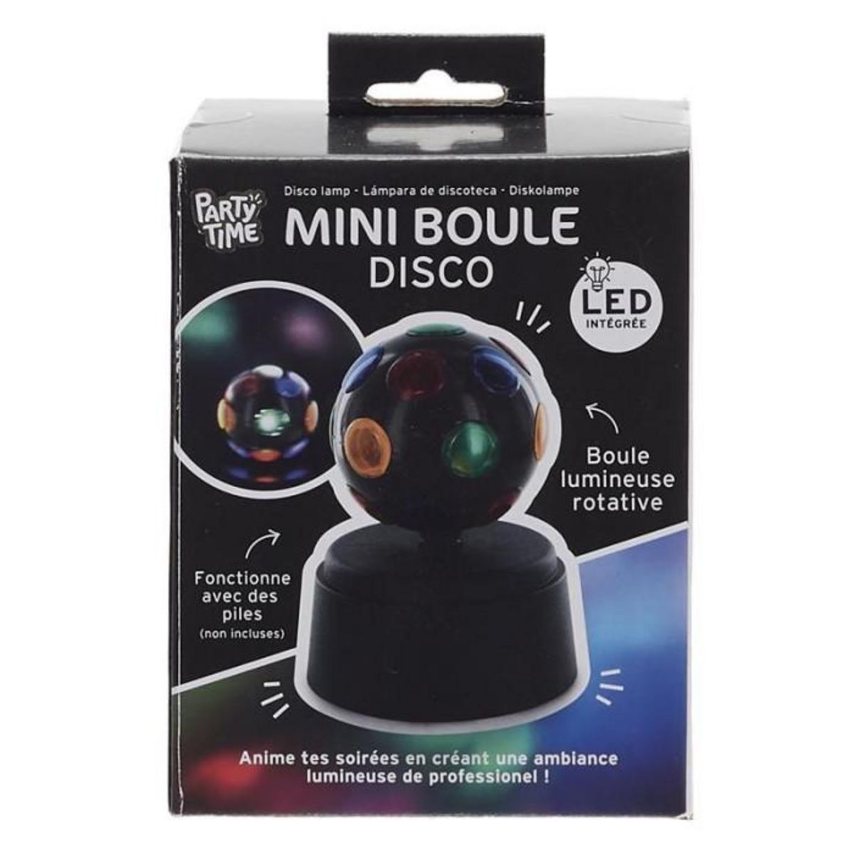 Paris Prix Mini Boule Disco Led  Rotative  11cm Noir