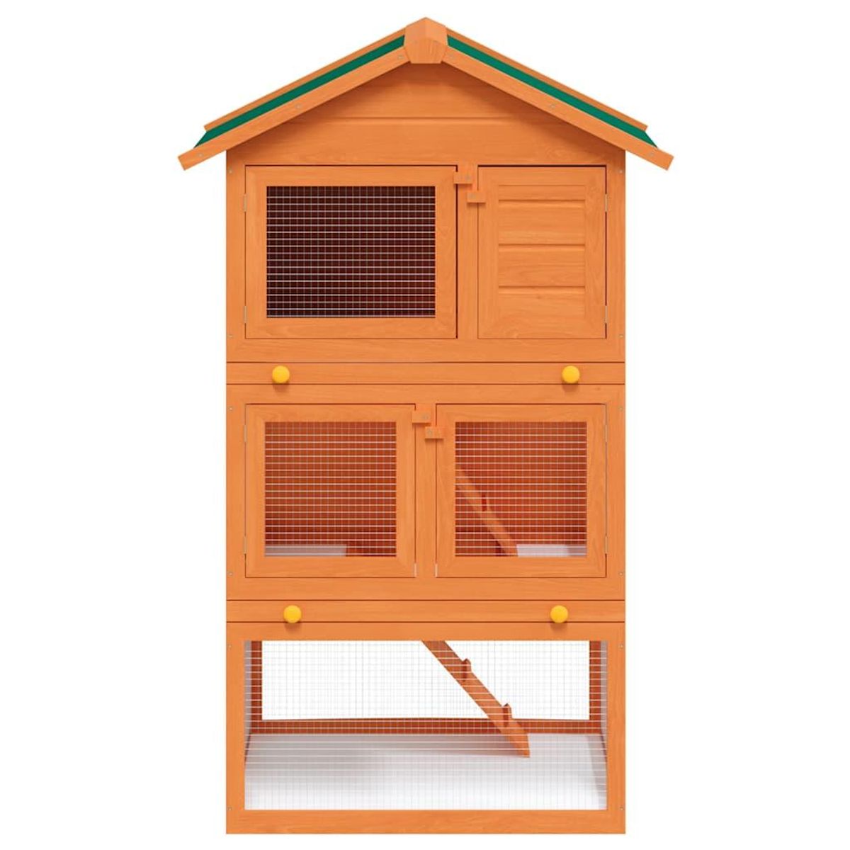 VIDAXL Clapier d'exterieur Enclos pour petits animaux 3 niveaux Bois