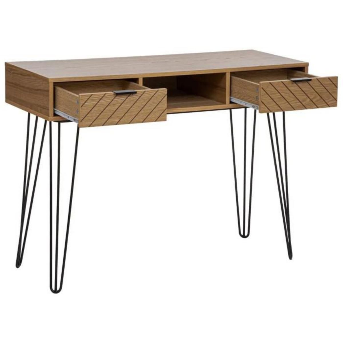 Paris Prix Console 2 Tiroirs Design  Naomi  110cm Beige
