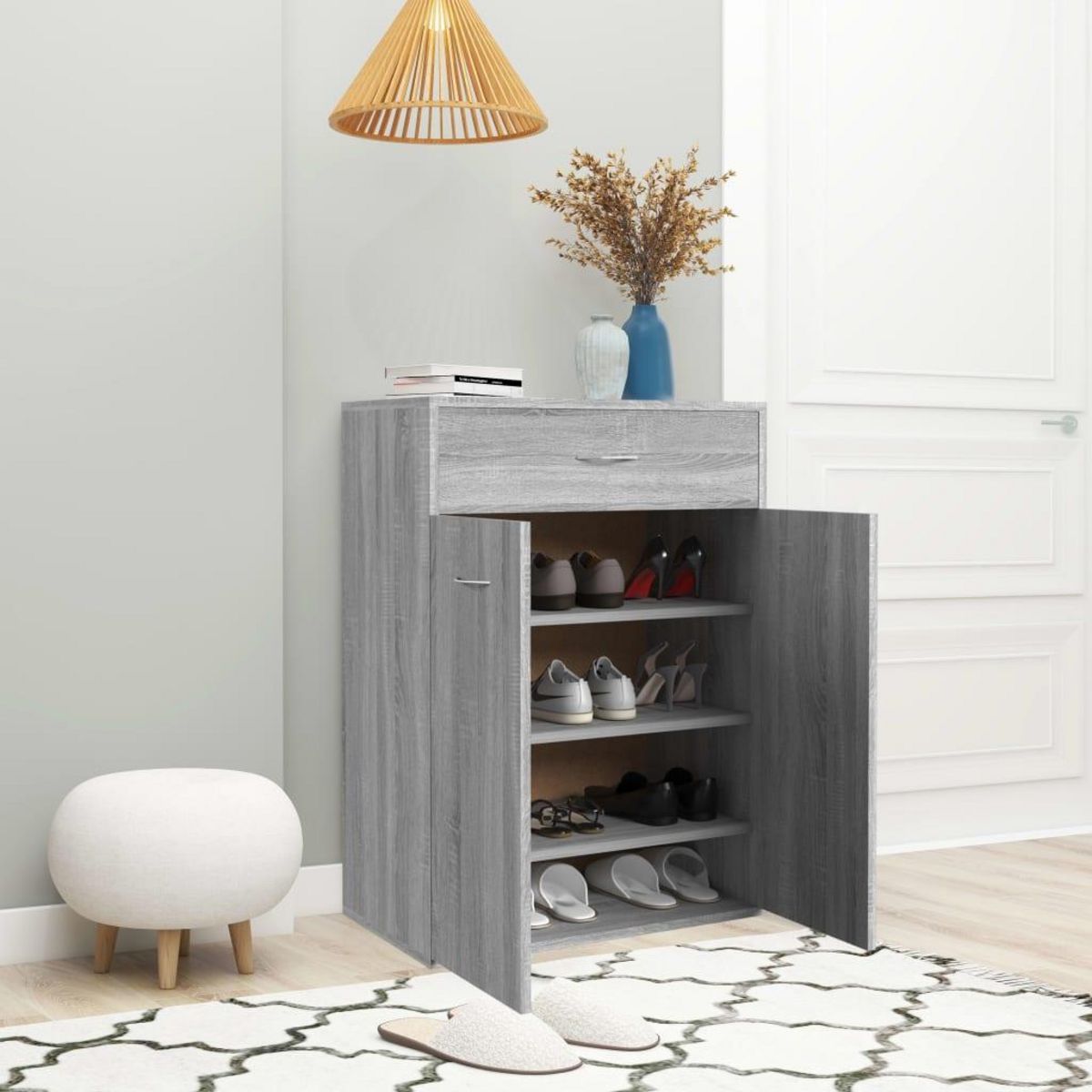 VIDAXL Armoire a chaussures Sonoma gris 60x35x84 cm Bois d'ingenierie