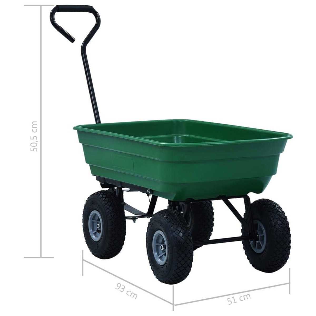 VIDAXL Chariot a main de jardin 300 kg 75 L Vert