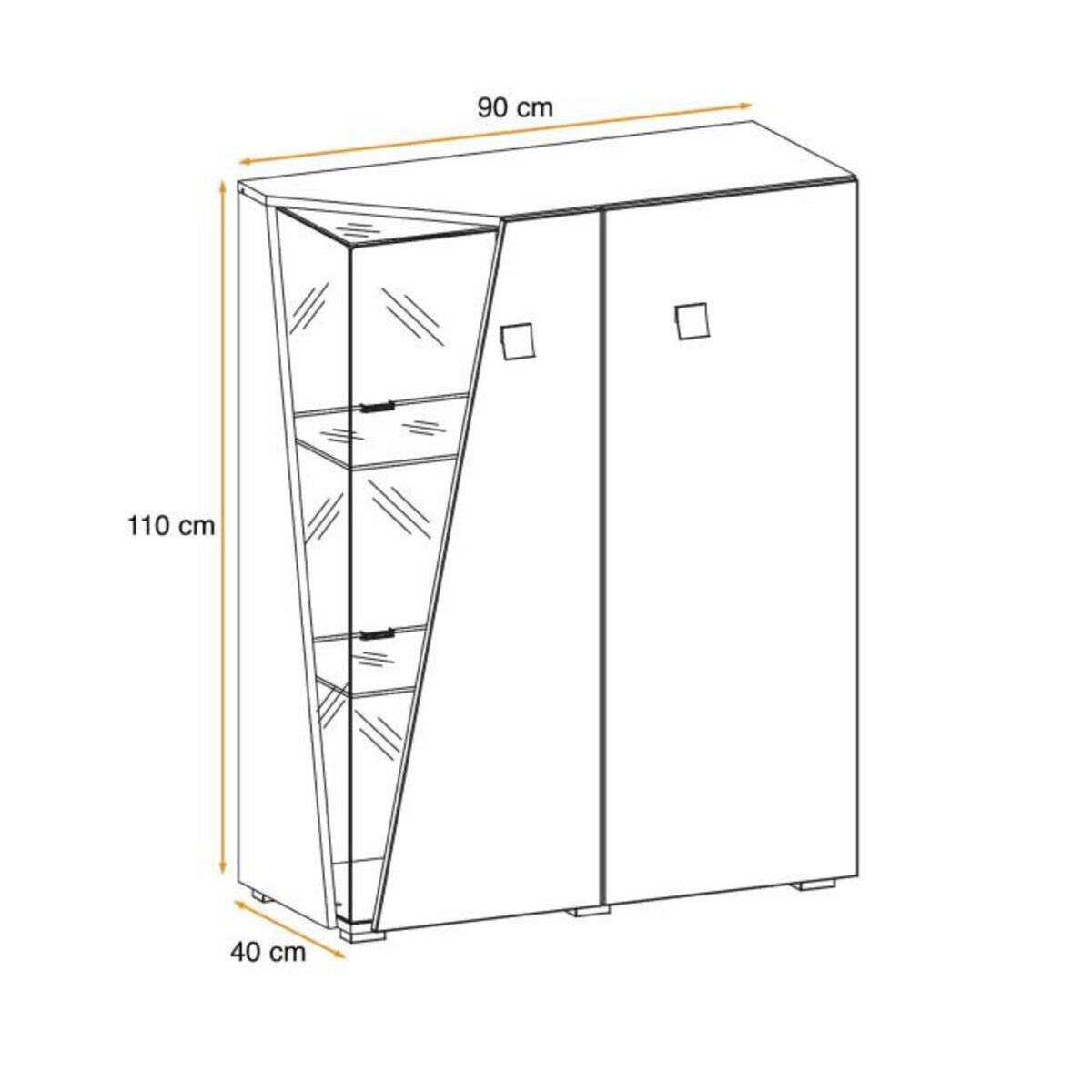 Paris Prix Buffet Design 2 Portes Led  Edge  117cm Blanc