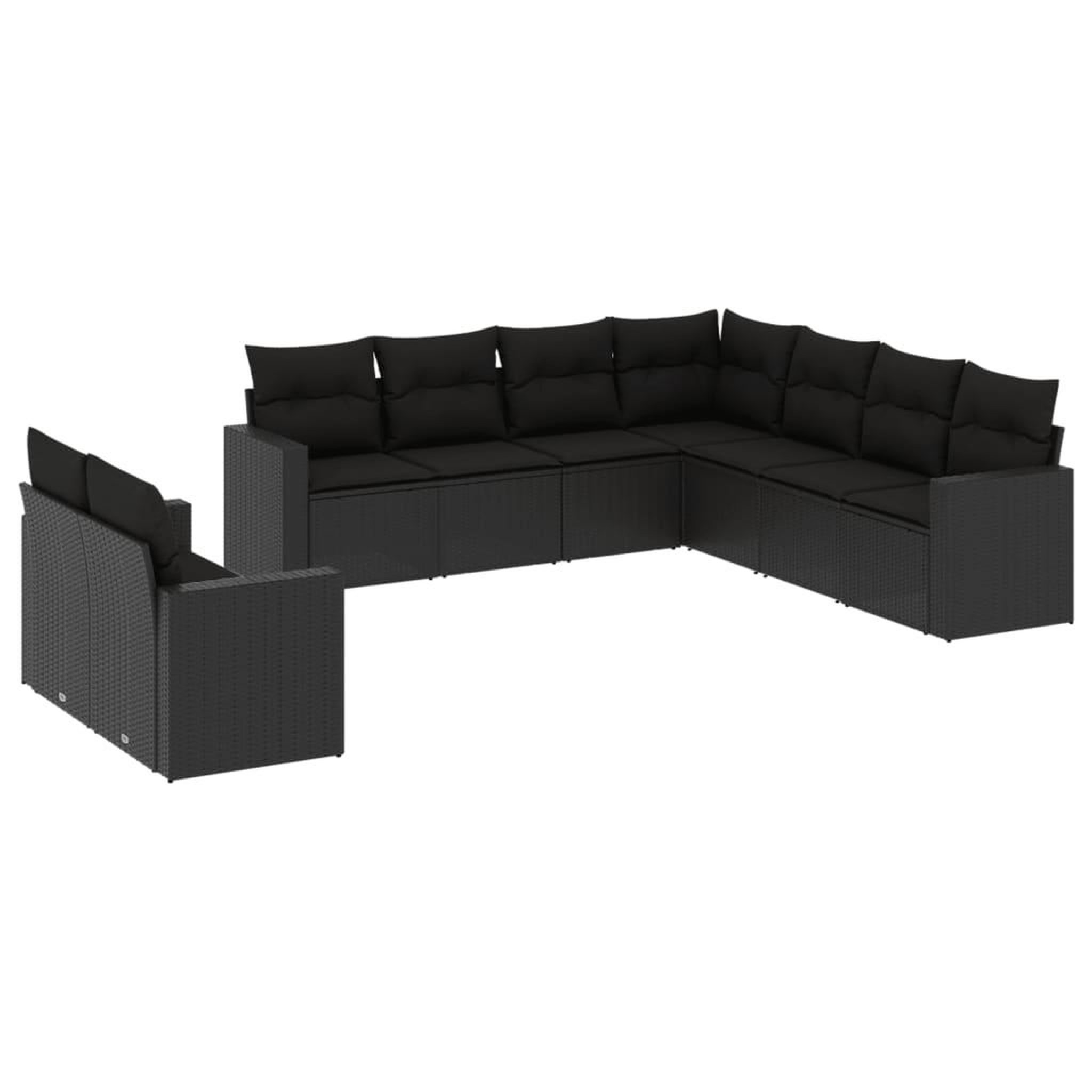 Voir la diapositive 2 : VIDAXL Salon de jardin 9 pcs avec coussins noir resine tressee
