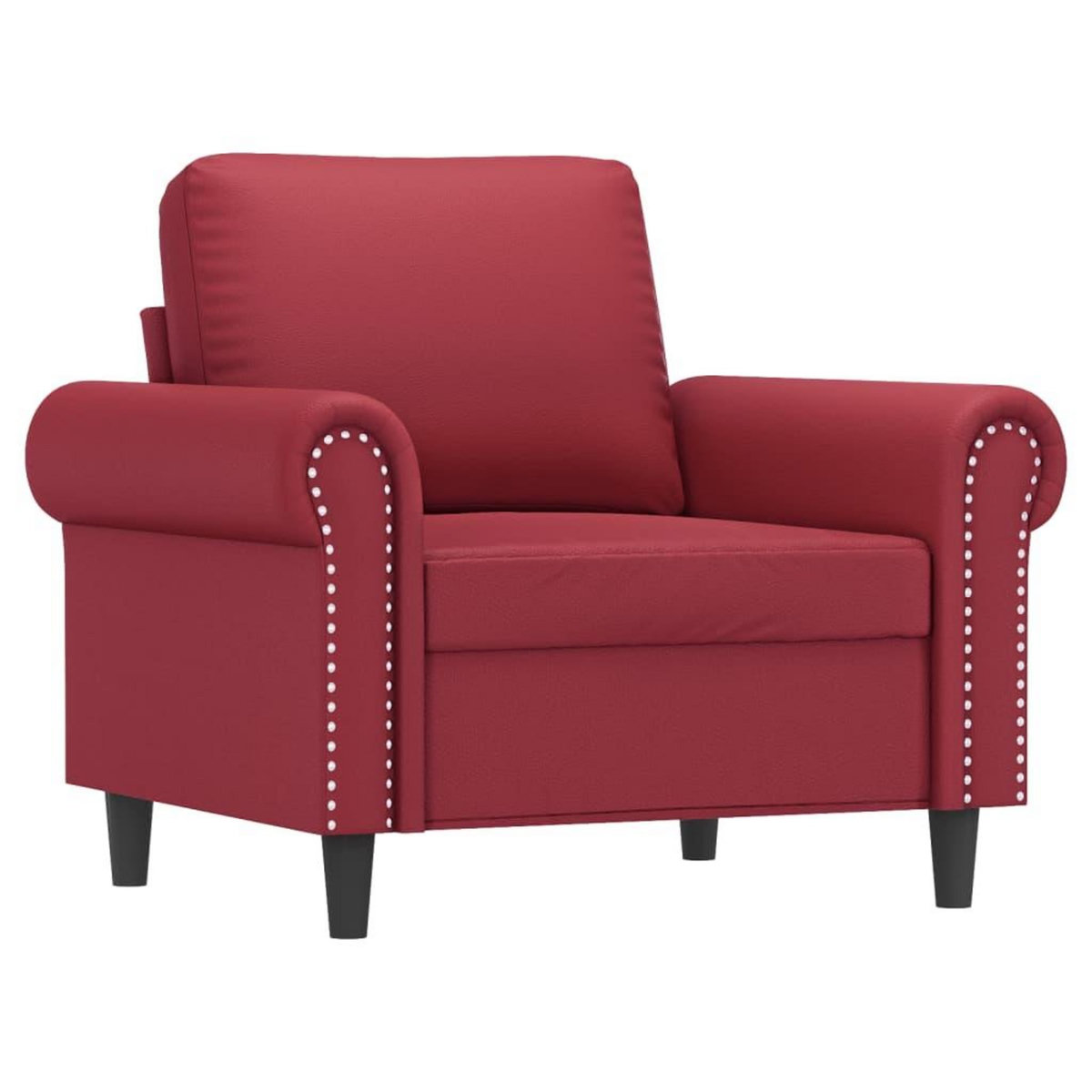 VIDAXL Fauteuil avec repose-pied Rouge bordeaux 60 cm Similicuir