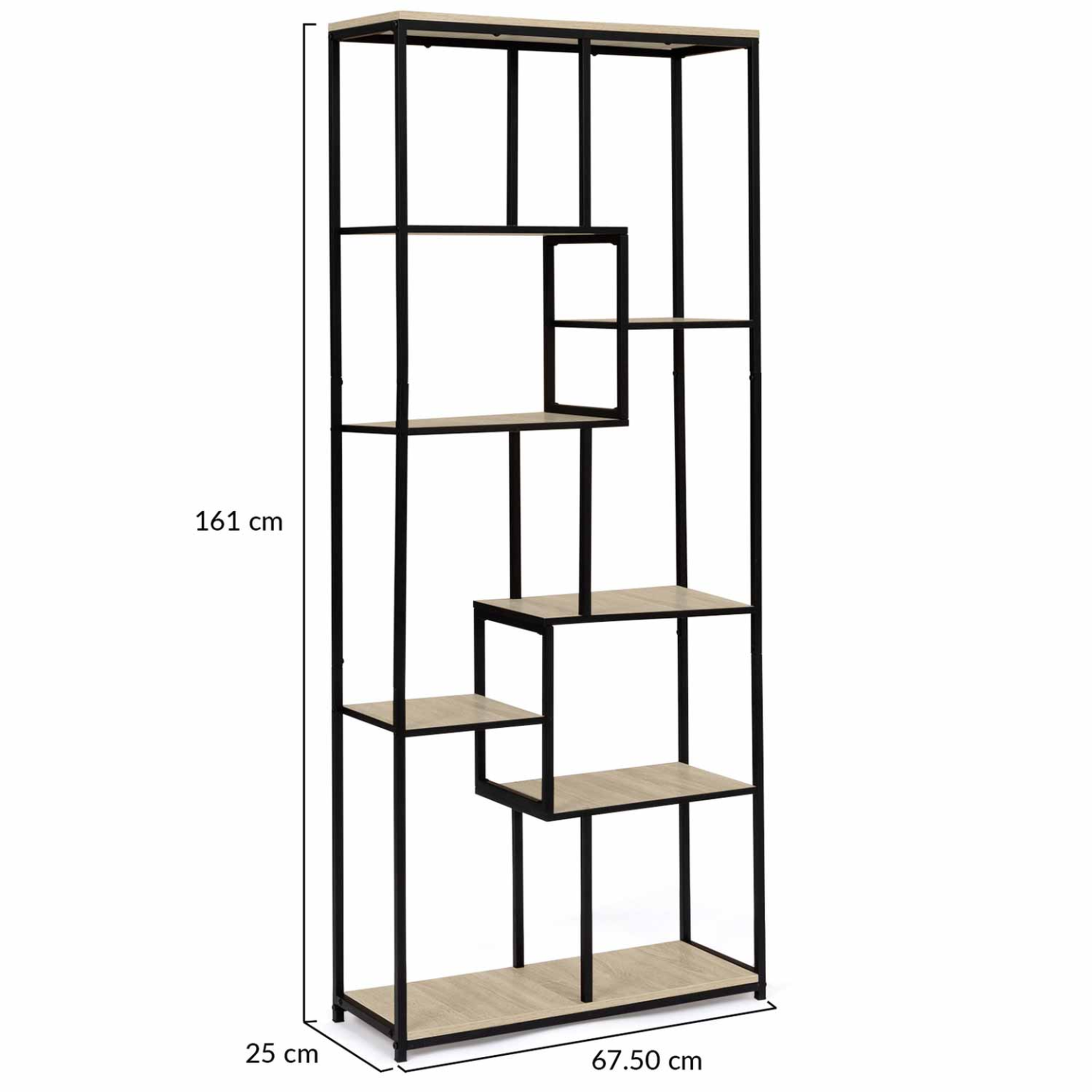 Voir la diapositive 4 : ID MARKET Etagère bibliothèque asymétrique 8 niveaux detroit design industriel 161 cm