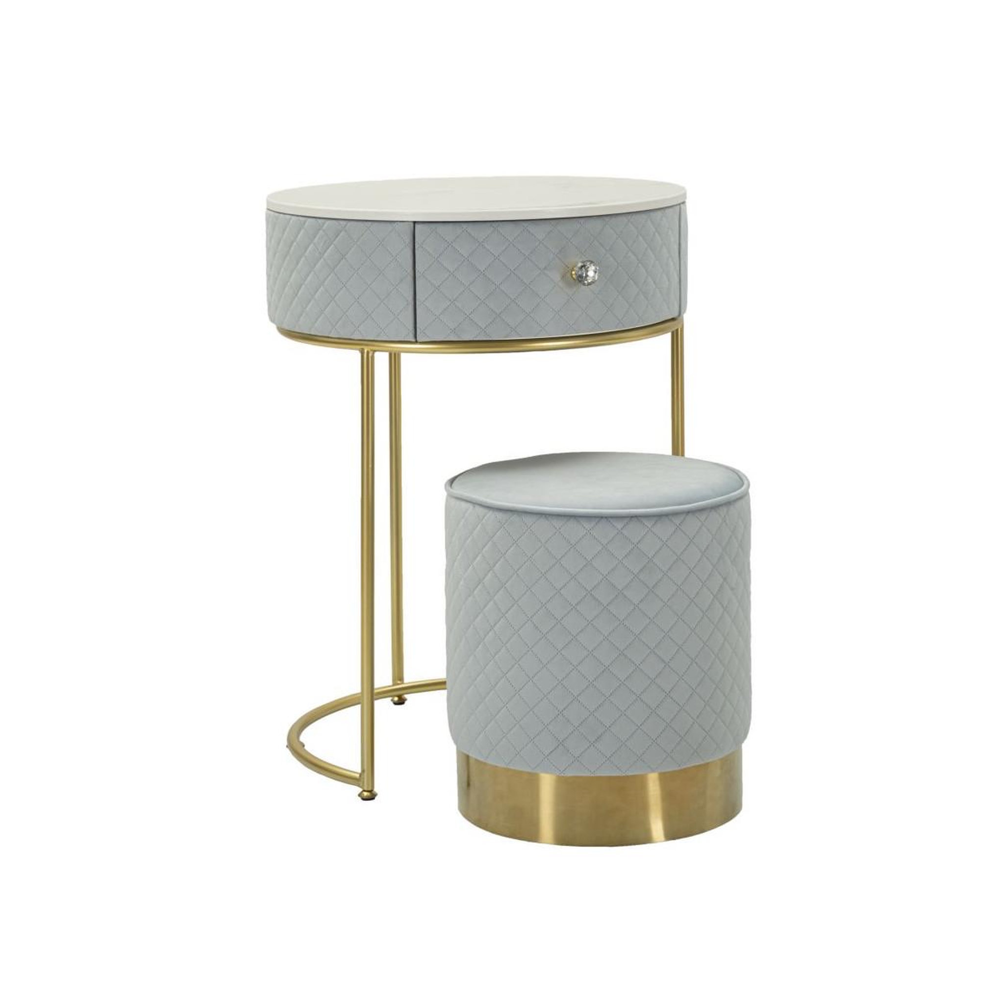 Paris Prix Coiffeuse d'appoint design  vellit  70cm bleu clair & or