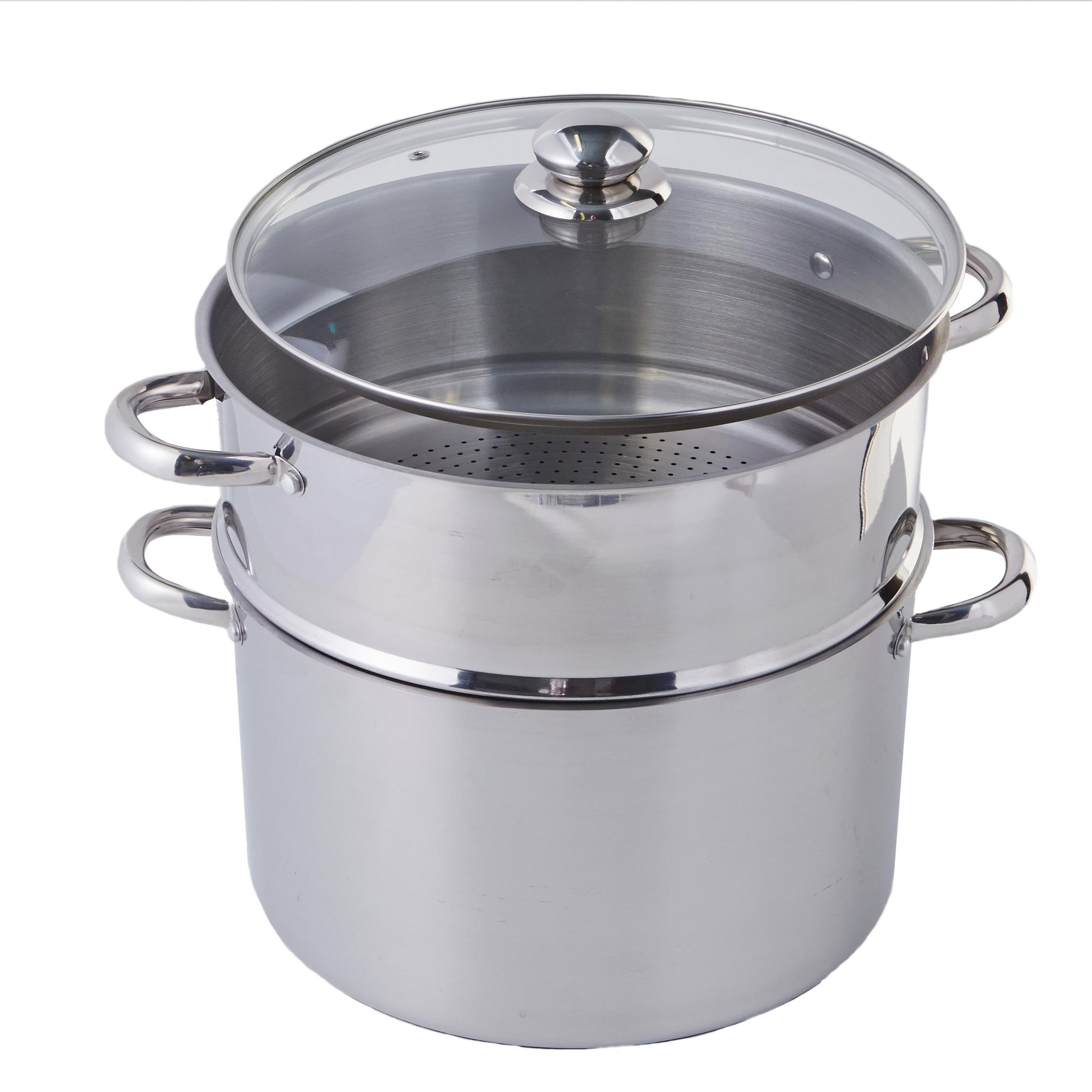 BAUMALU Couscoussier en inox 11L avec couvercle en verre