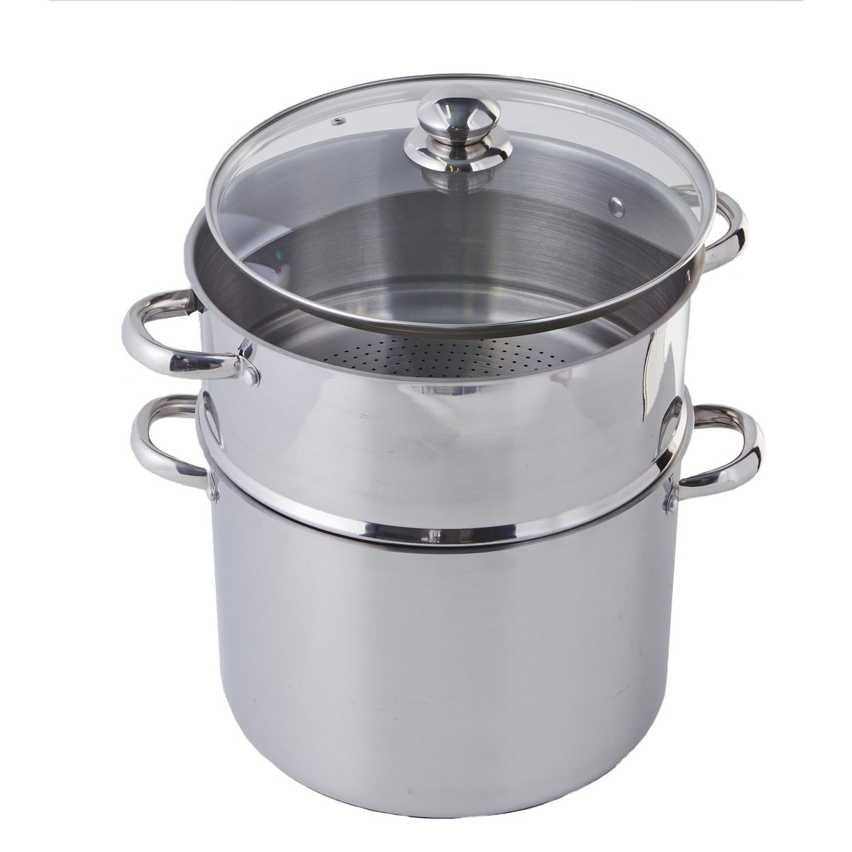 BAUMALU Couscoussier en inox 11L avec couvercle en verre