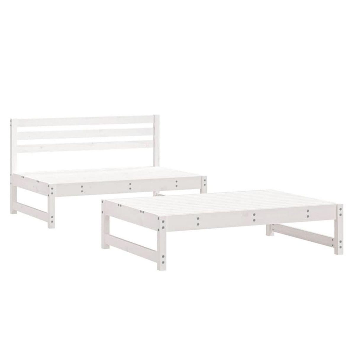 VIDAXL Salon de jardin 2 pcs blanc bois de pin massif