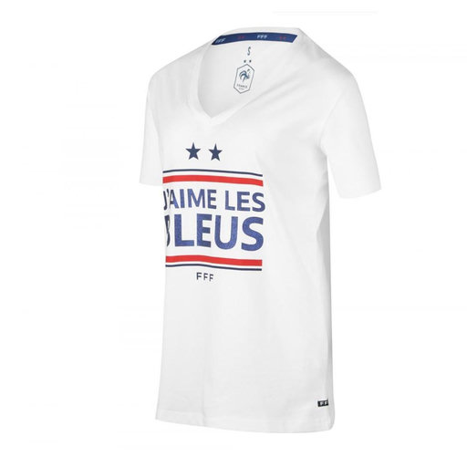FFF T-Shirt Femme - Collection Officielle Équipe De France De Football - 100% Coton - Tailles S à XL - Allez Les Bleus !