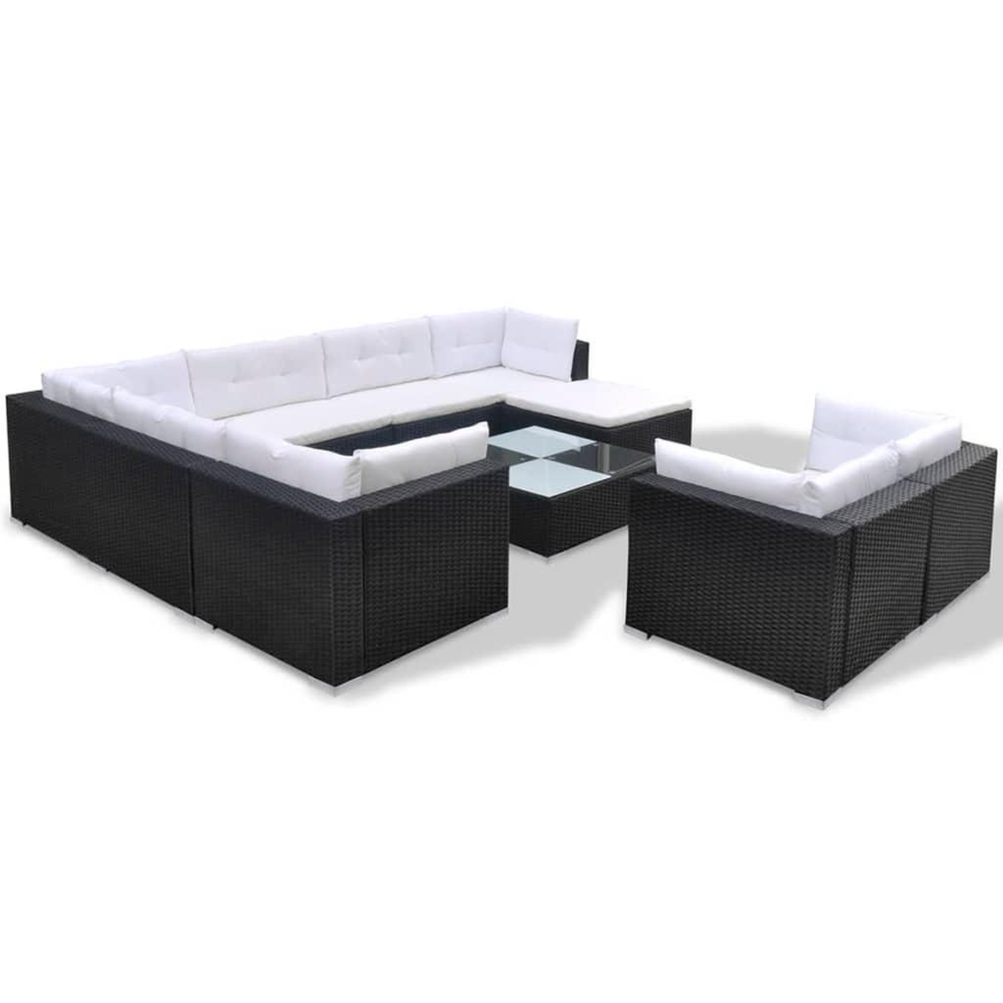 Voir la diapositive 3 : VIDAXL Salon de jardin 10 pcs avec coussins Resine tressee Noir