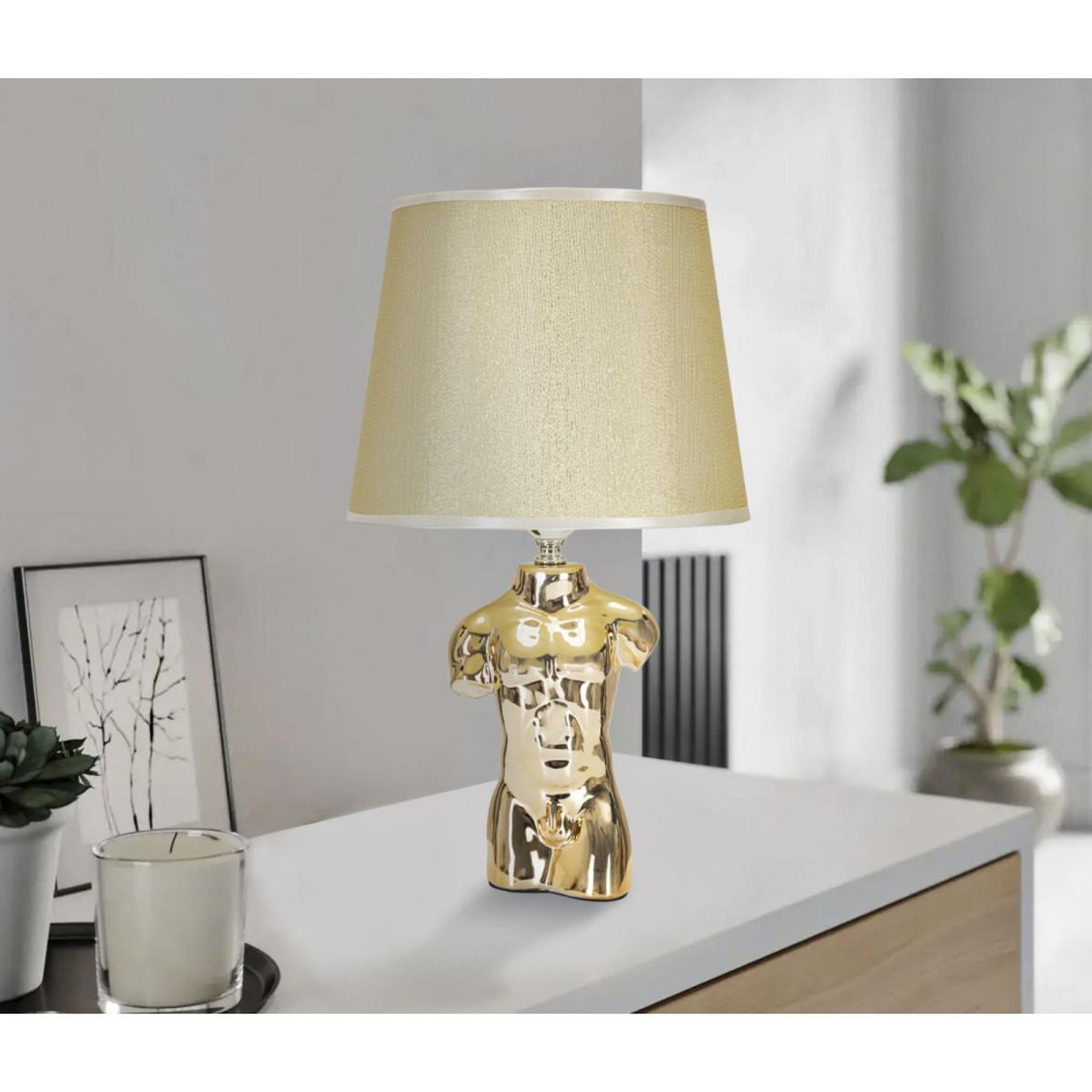 Voir la diapositive 5 : Paris Prix Lampe à poser en céramique  man  42cm or