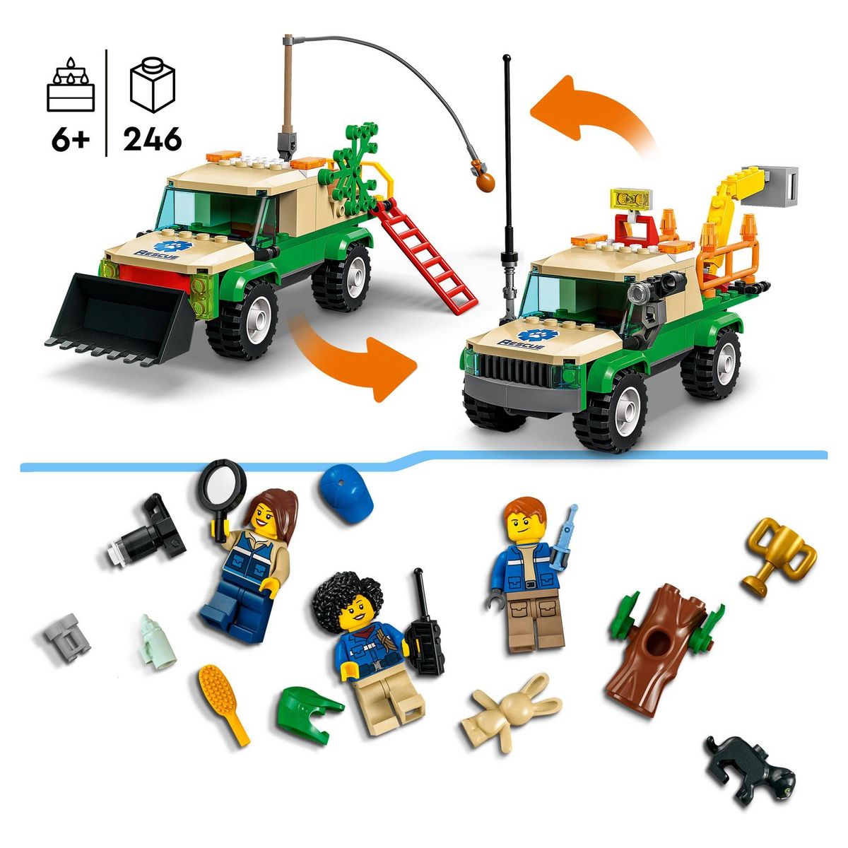 LEGO City 60353 Mission de sauvetage des animaux sauvages? Jouet de Construction Interactif avec Briques, Camion, Figurines Animales et 3 Minifigurines