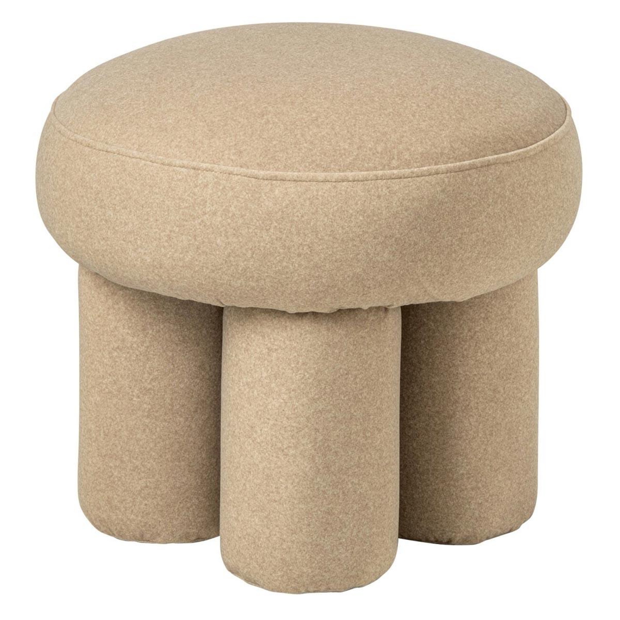 J-LINE Pouf rond sur pieds  toffee  48cm beige clair