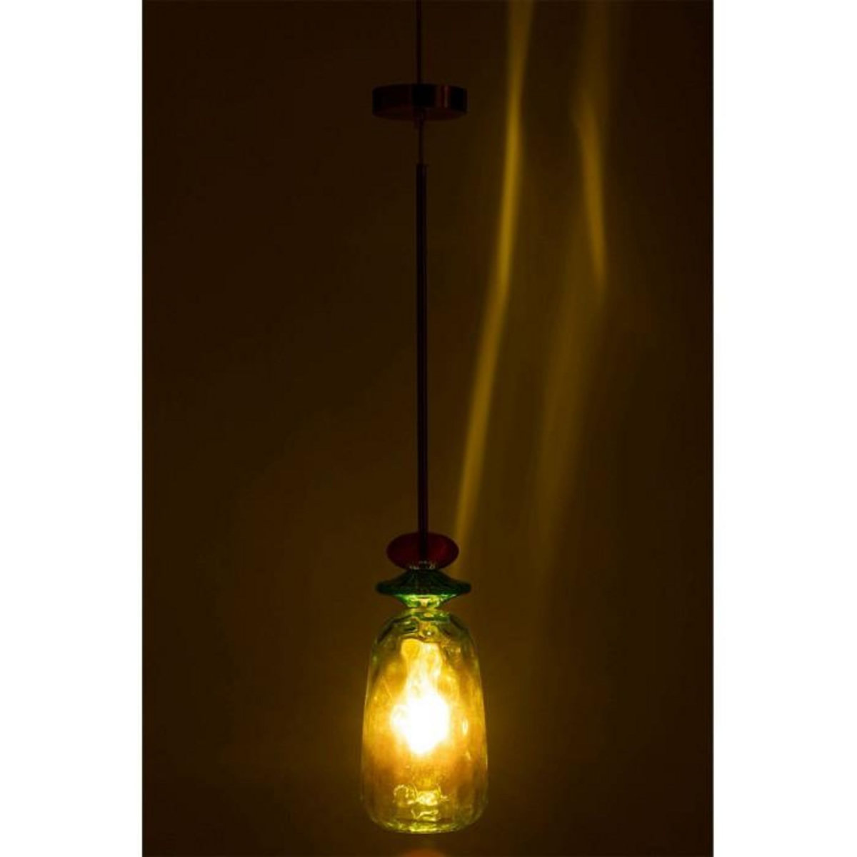 Paris Prix Lampe Suspension en Verre  Laurence  160cm Vert