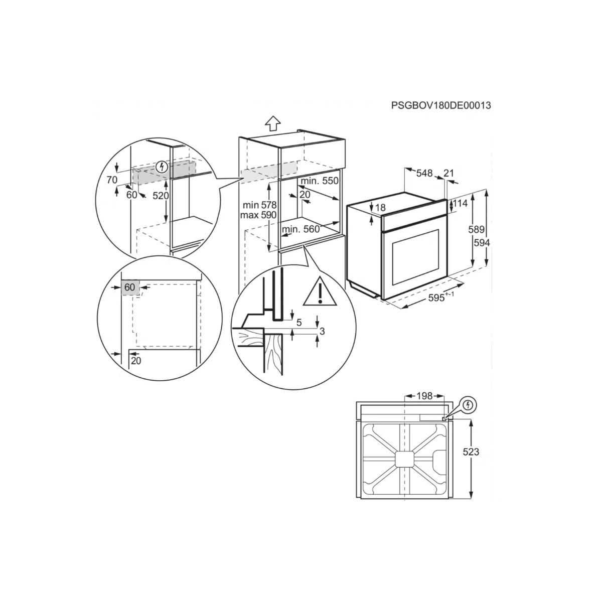 ELECTROLUX Four intégrable 72l 60cm catalyse noir - EOD3C04K