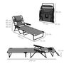 Voir la diapositive 5 : OUTSUNNY Bain de soleil transat pliable inclinable - coussins, espace tête - acier noir polyester gris chiné
