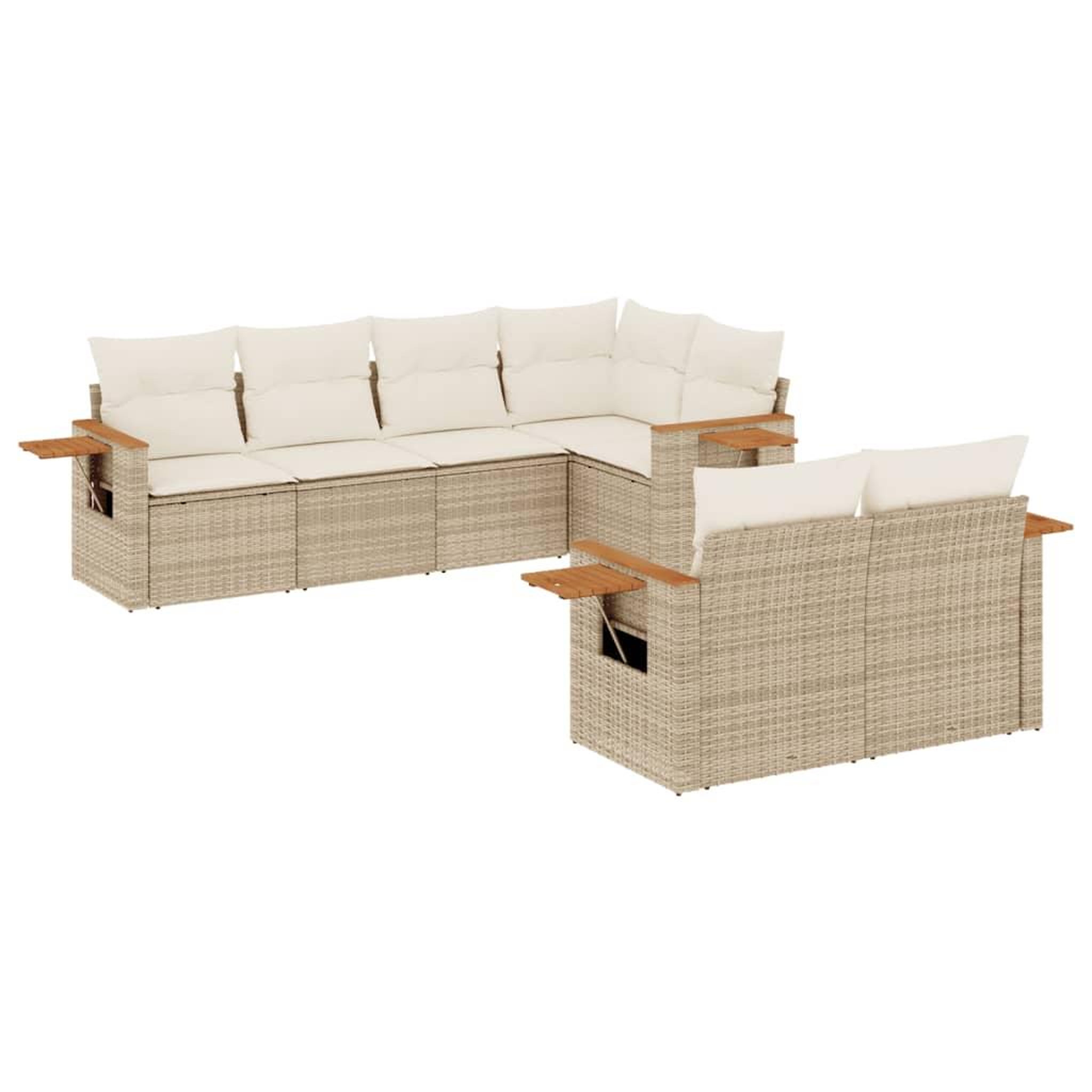 Voir la diapositive 2 : VIDAXL Salon de jardin avec coussins 7 pcs beige resine tressee