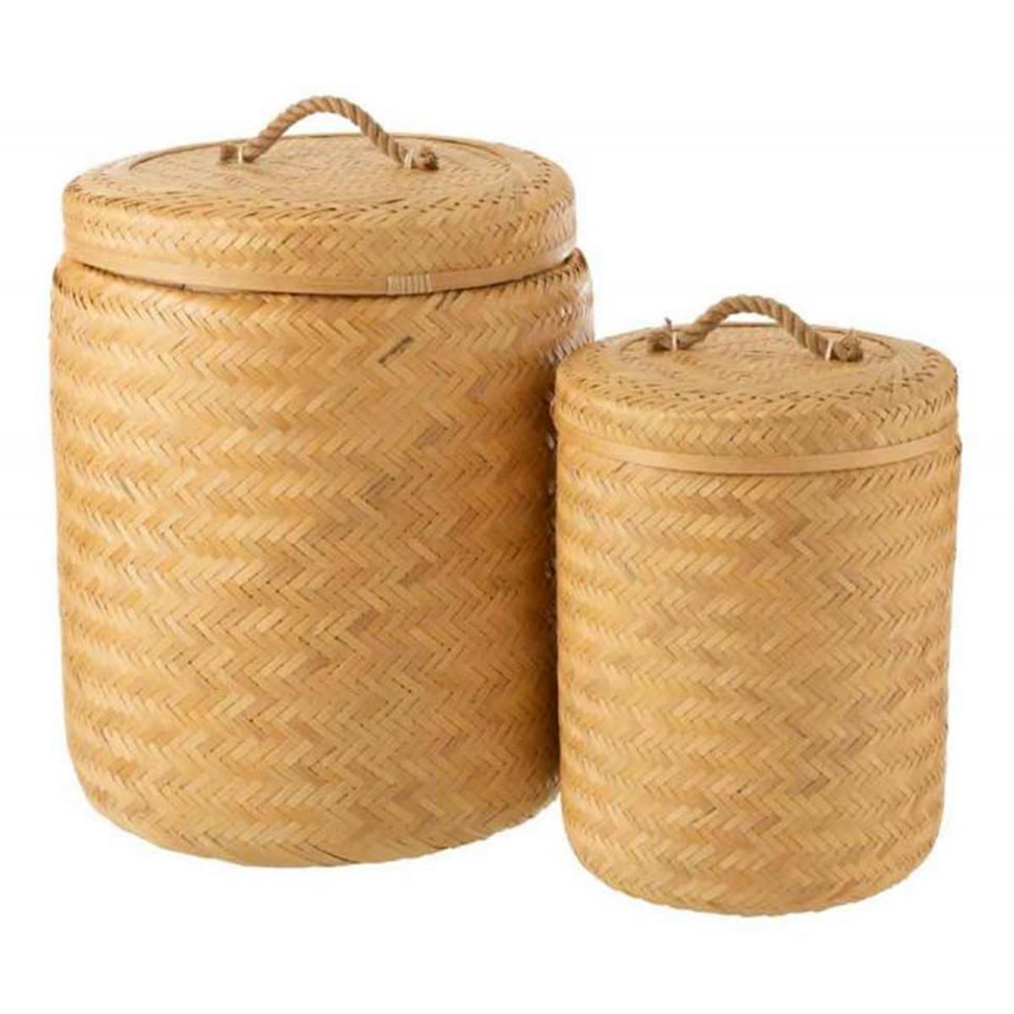Voir la diapositive 1 : J-LINE Lot de 2 paniers de rangement  selio  57cm naturel