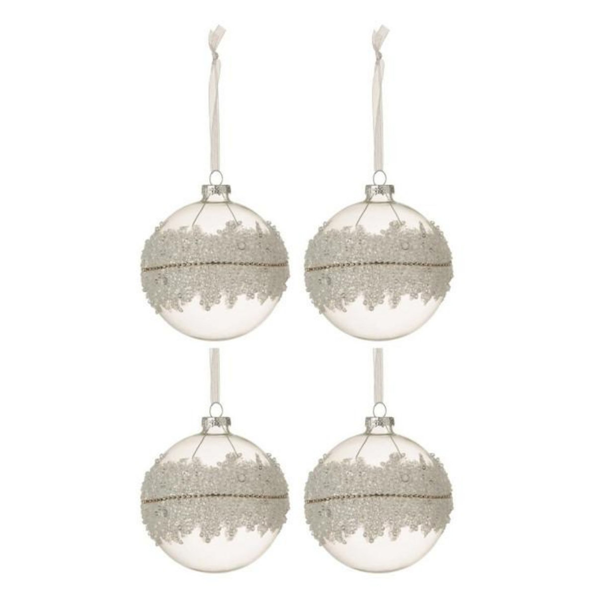 Paris Prix Lot de 4 Boules de Noël  Glace  10cm Transparent