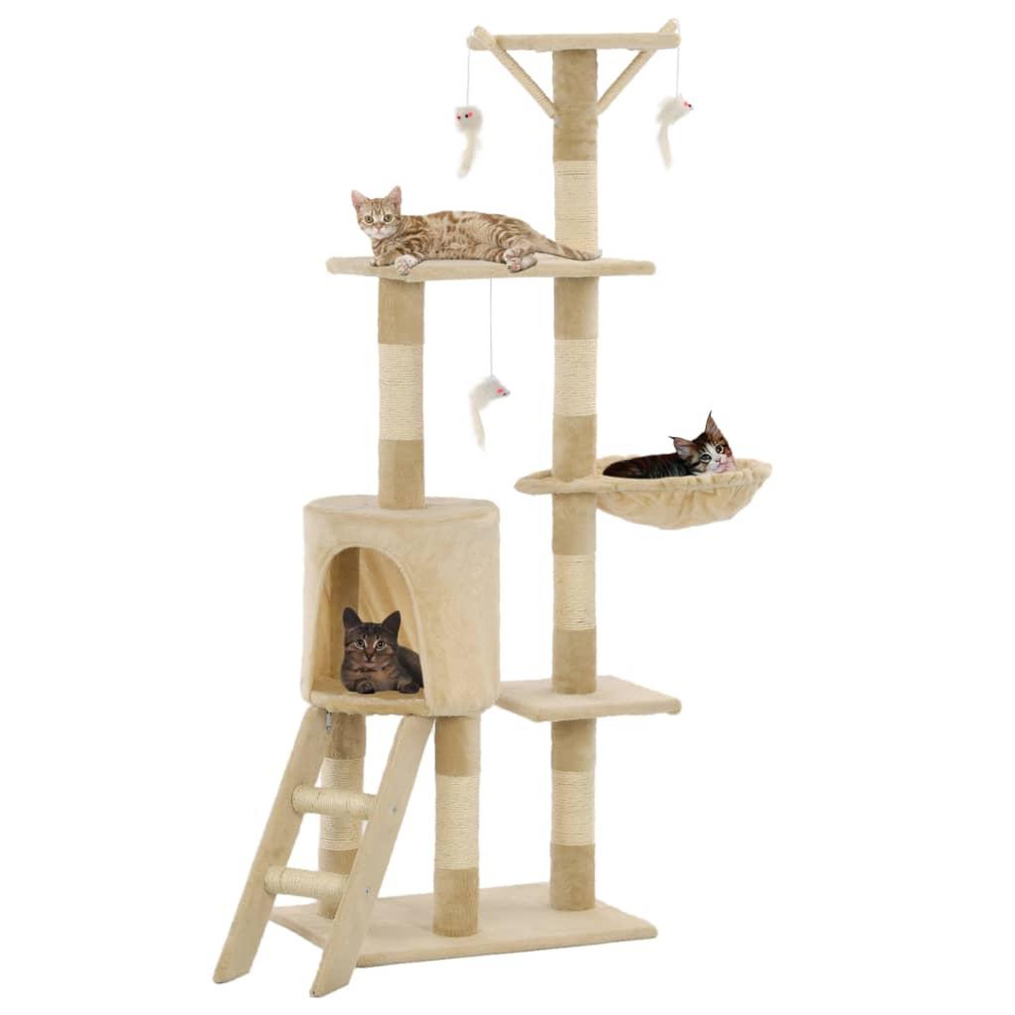 Voir la diapositive 1 : VIDAXL Arbre a chat avec griffoirs en sisal 138 cm Beige
