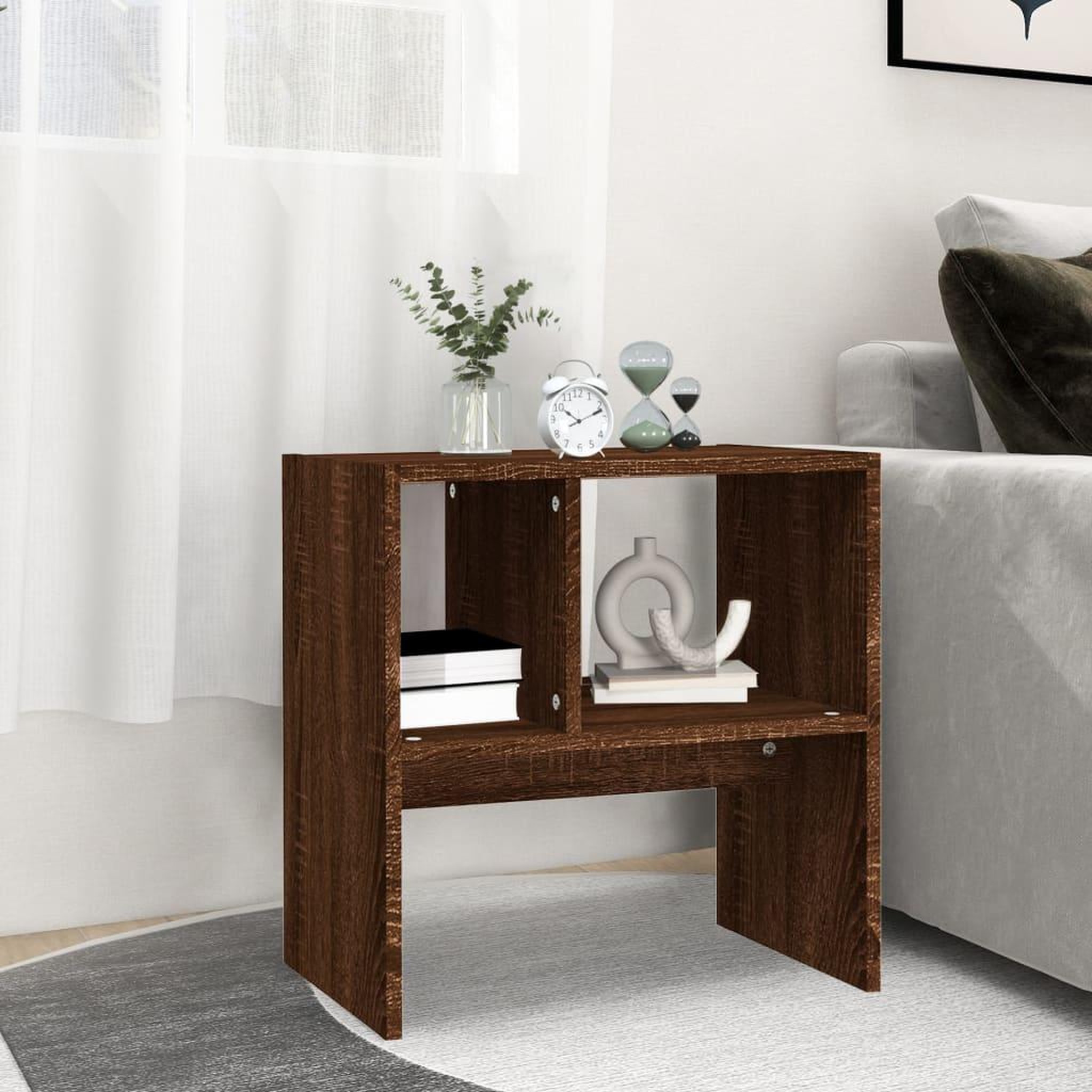 Voir la diapositive 3 : VIDAXL Table d'appoint Chene marron 50x30x50 cm Bois d'ingenierie