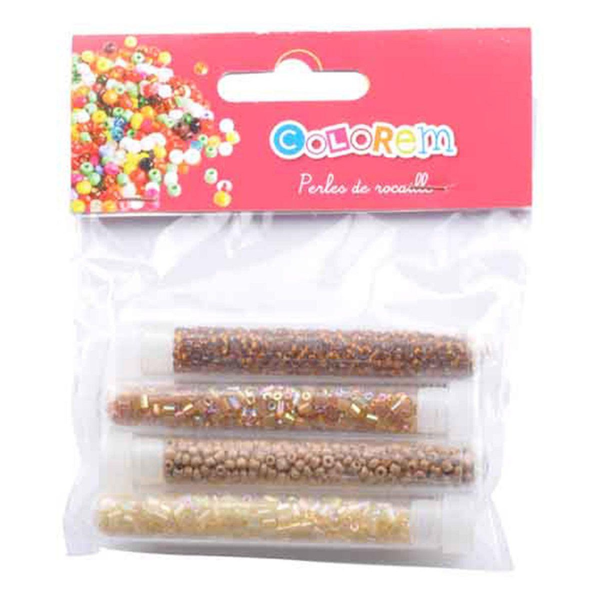 Voir la diapositive 2 : HOMEA Lot de 4 Tubes pour Bijoux  Perles de Rocailles  Beige