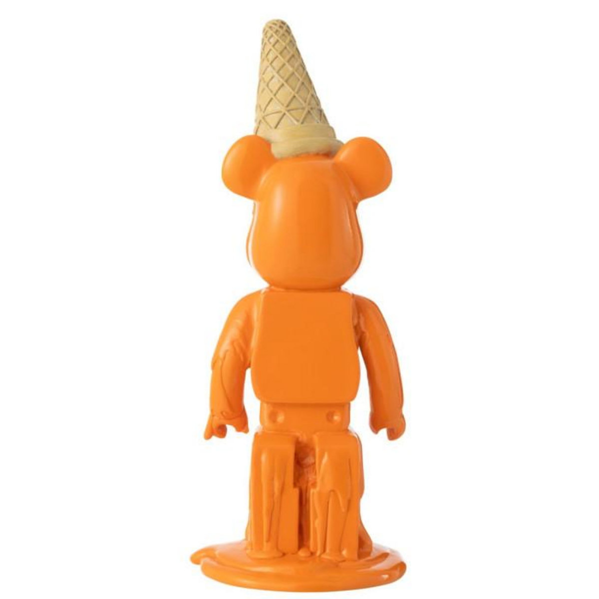Paris Prix Statuette Déco Ours  Cornet Glace  39cm Orange