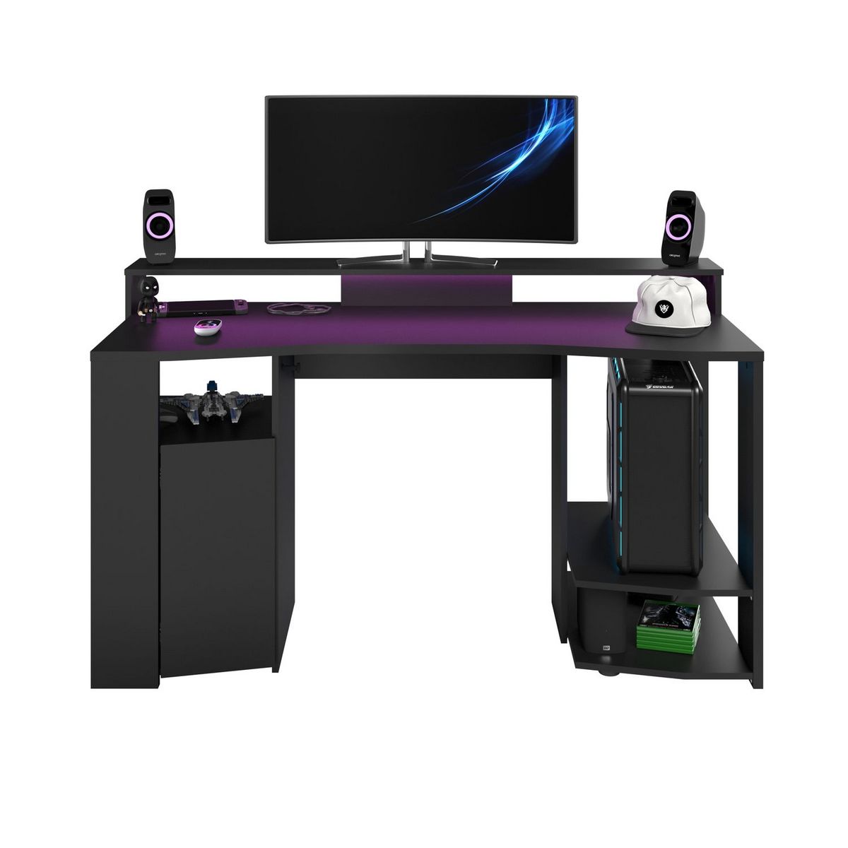 Bureau droit gamer avec leds L152cm XENON