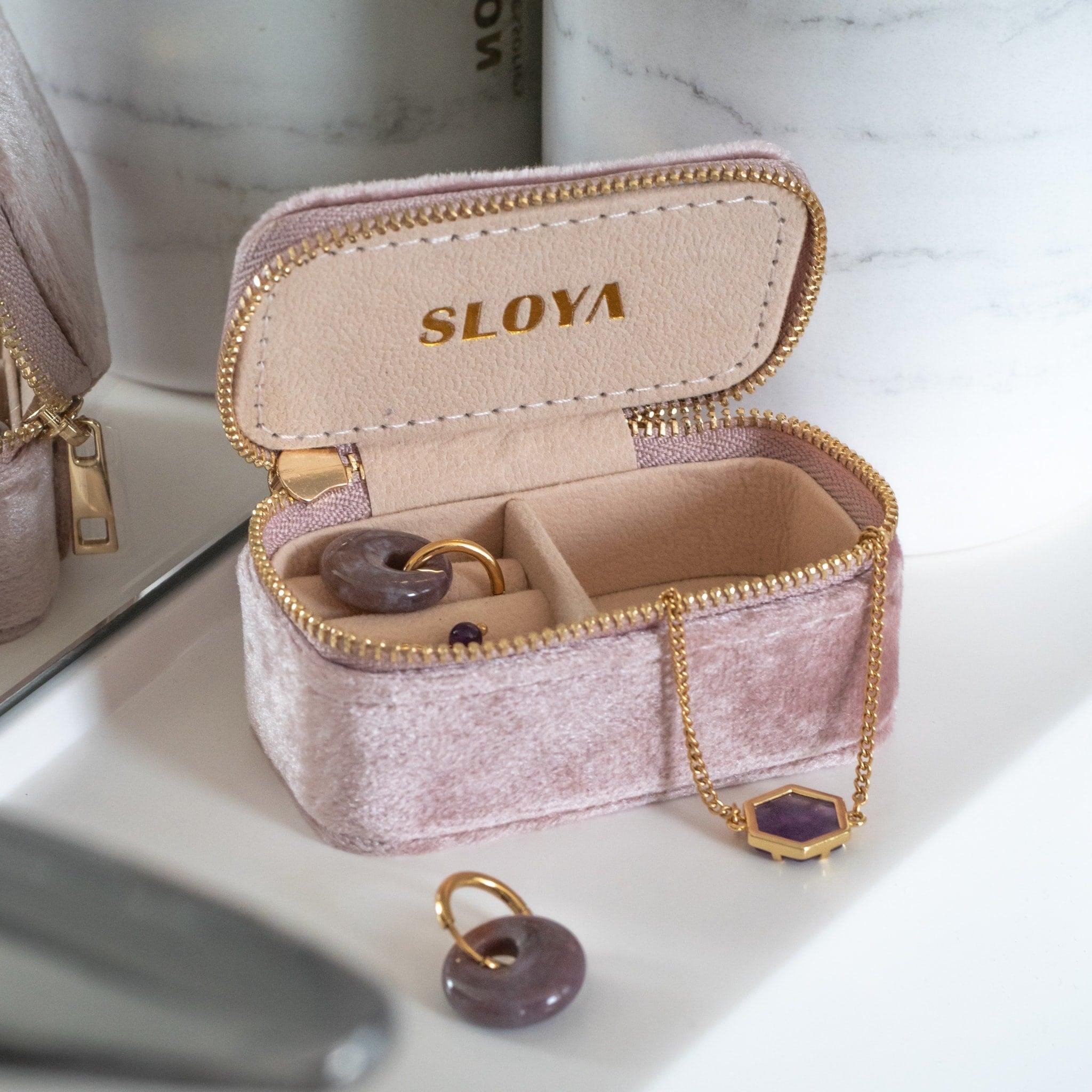 Voir la diapositive 3 : SLOYA Mini boîte à bijoux velours rose pêche
