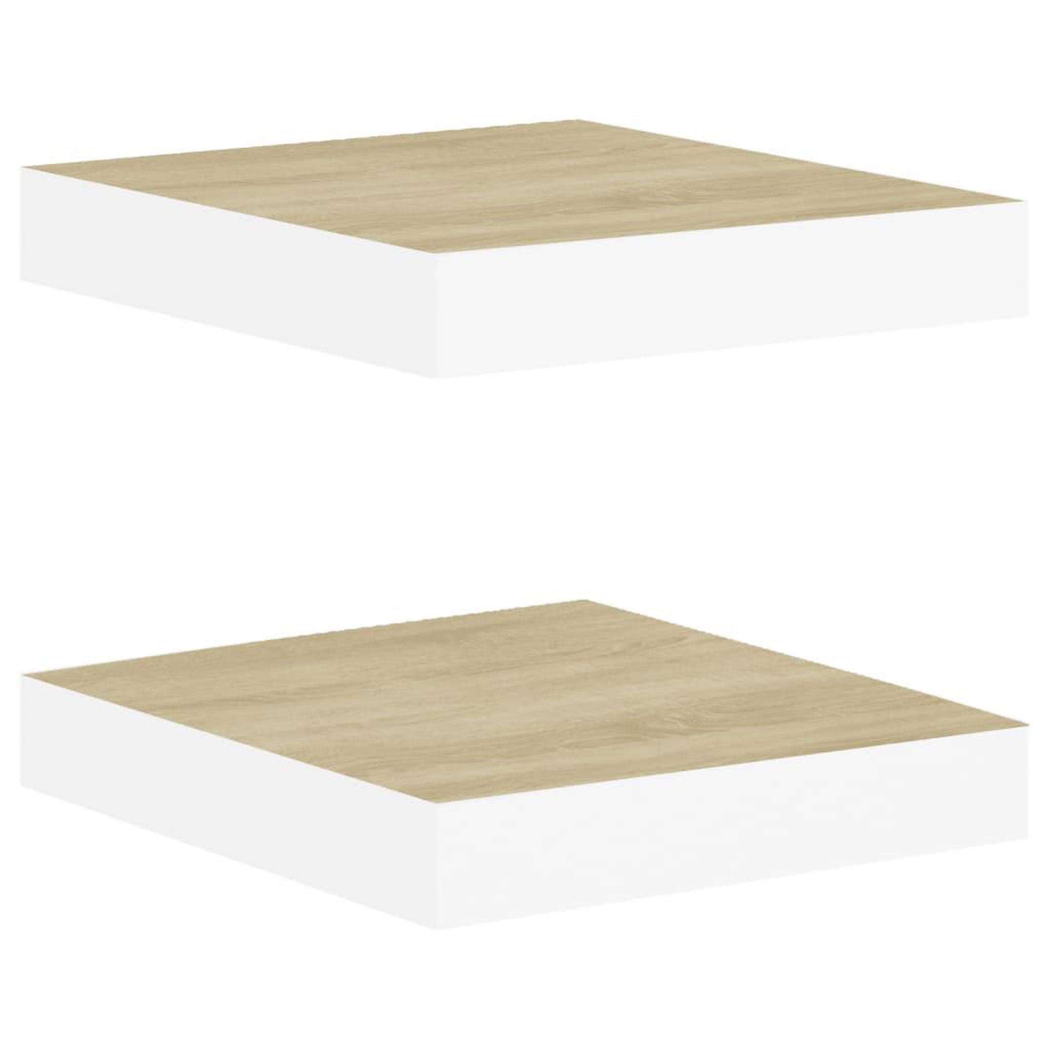 Voir la diapositive 2 : VIDAXL Etageres murales 2 pcs Chene et blanc 23x23,5x3,8 cm MDF