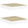 Voir la diapositive 2 : VIDAXL Etageres murales 2 pcs Chene et blanc 23x23,5x3,8 cm MDF