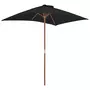 VIDAXL Parasol d'exterieur avec mat en bois Noir 150x200 cm