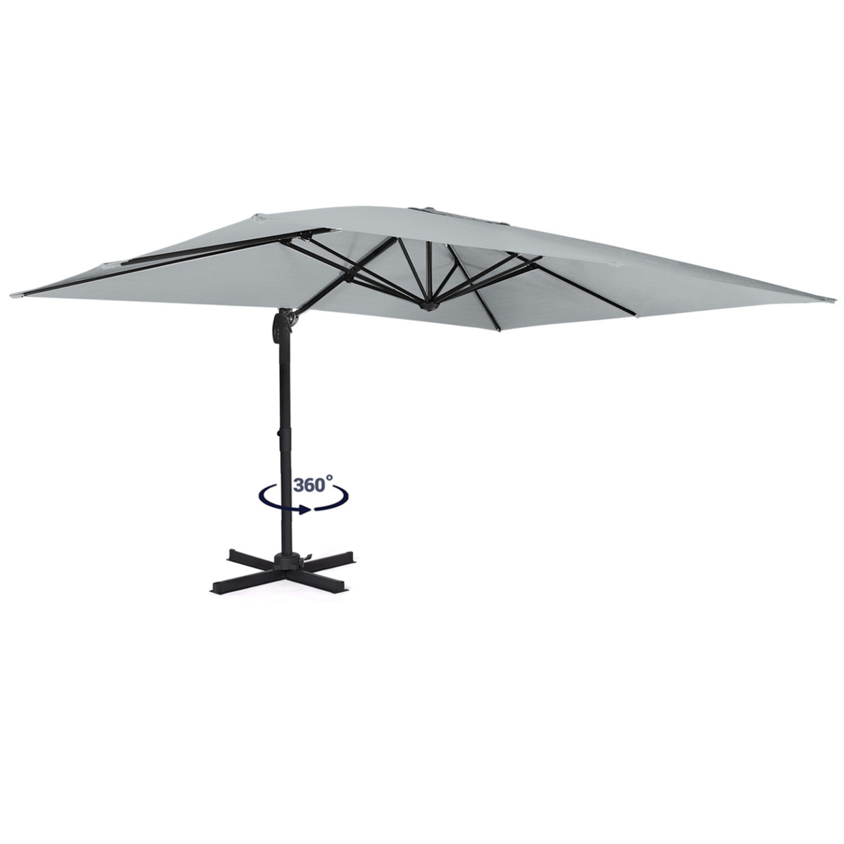 ID MARKET Parasol déporté inclinable rotatif 360 CALVI gris clair 3x4 M avec housse