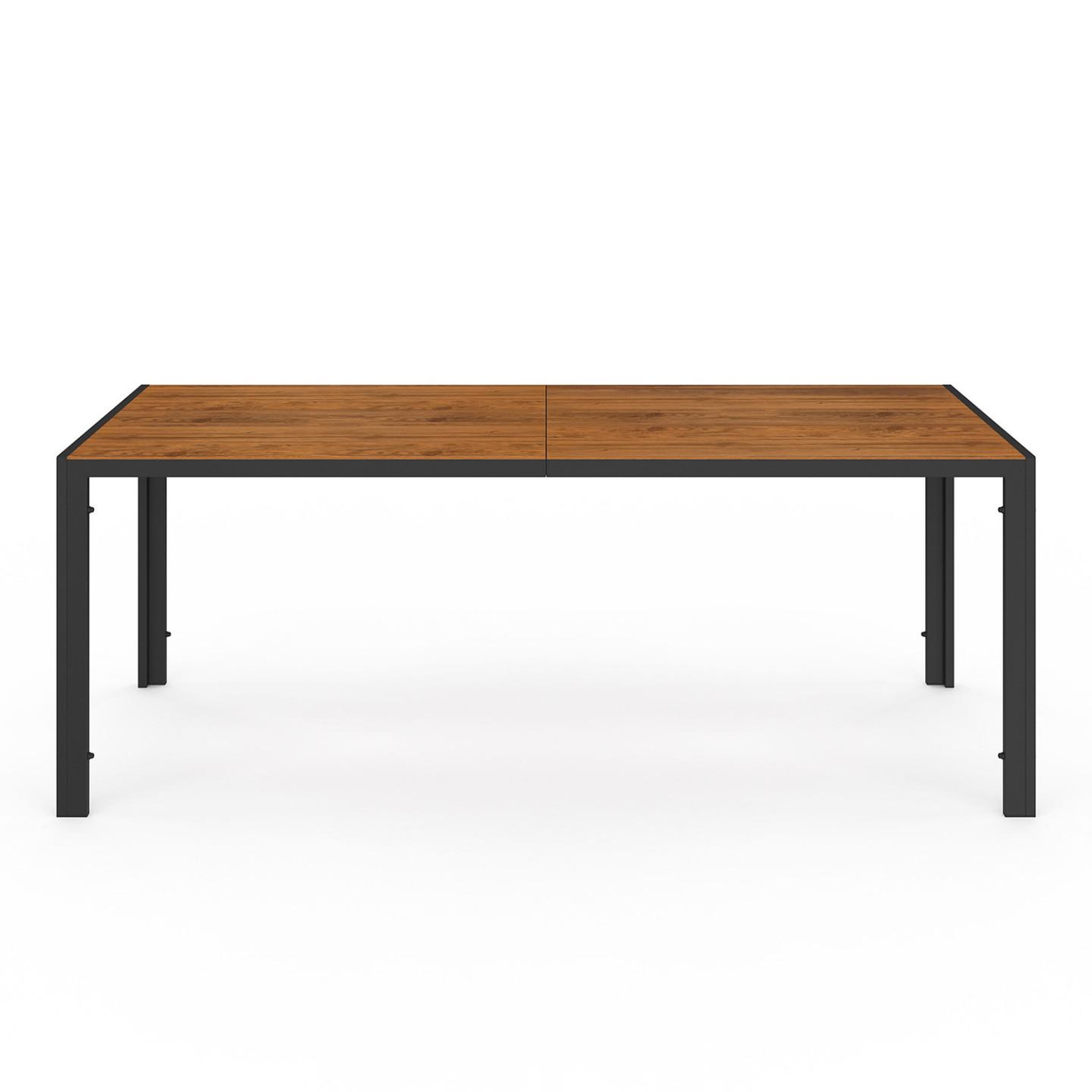 Voir la diapositive 3 : ID MARKET Salon de jardin noumea table 190 cm plateau verre trempé effet bois et 8 chaises empilables noir et bois