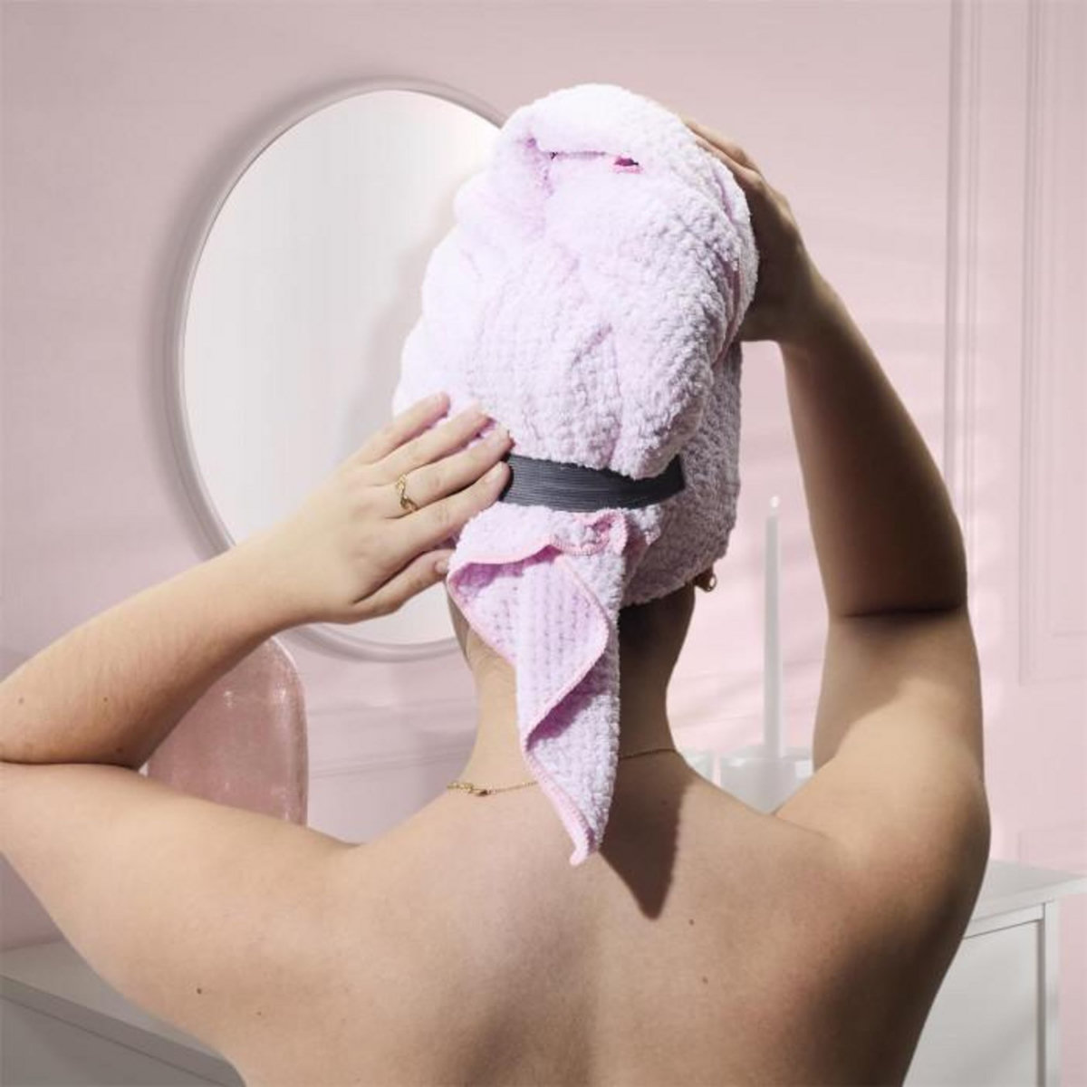 Paris Prix Serviette Microfibre Pour Cheveux  XXL  104cm Rose