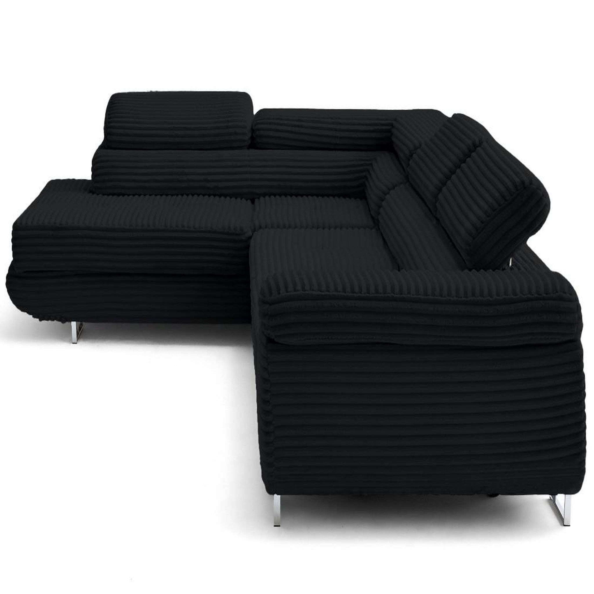 Voir la diapositive 3 : LISA DESIGN Zaria - canapé d'angle gauche 5 places convertible avec coffre et têtières en velours côtelé grosses côtes