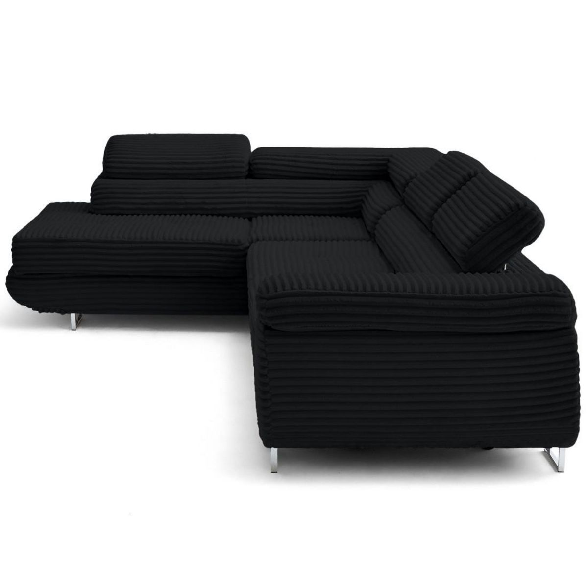 LISA DESIGN Zaria - canapé d'angle gauche 5 places convertible avec coffre et têtières en velours côtelé grosses côtes